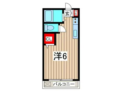 高田ハイツ(ワンルーム/2階)の間取り写真