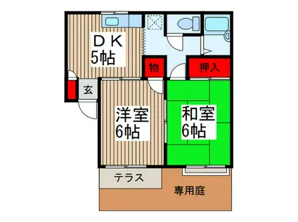 Kフラット赤井(2DK/1階)の間取り写真