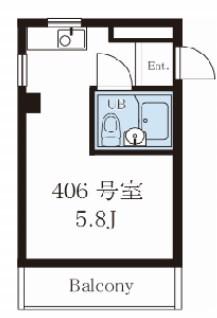 永手コスモハイツ(ワンルーム/4階)の間取り写真