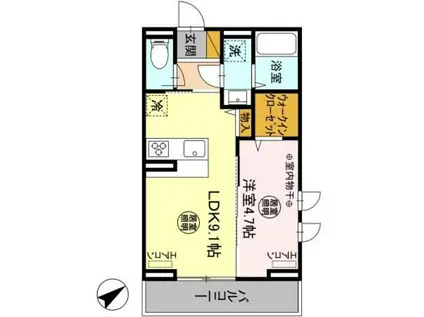 ディーグラシューズ(1LDK/3階)の間取り写真