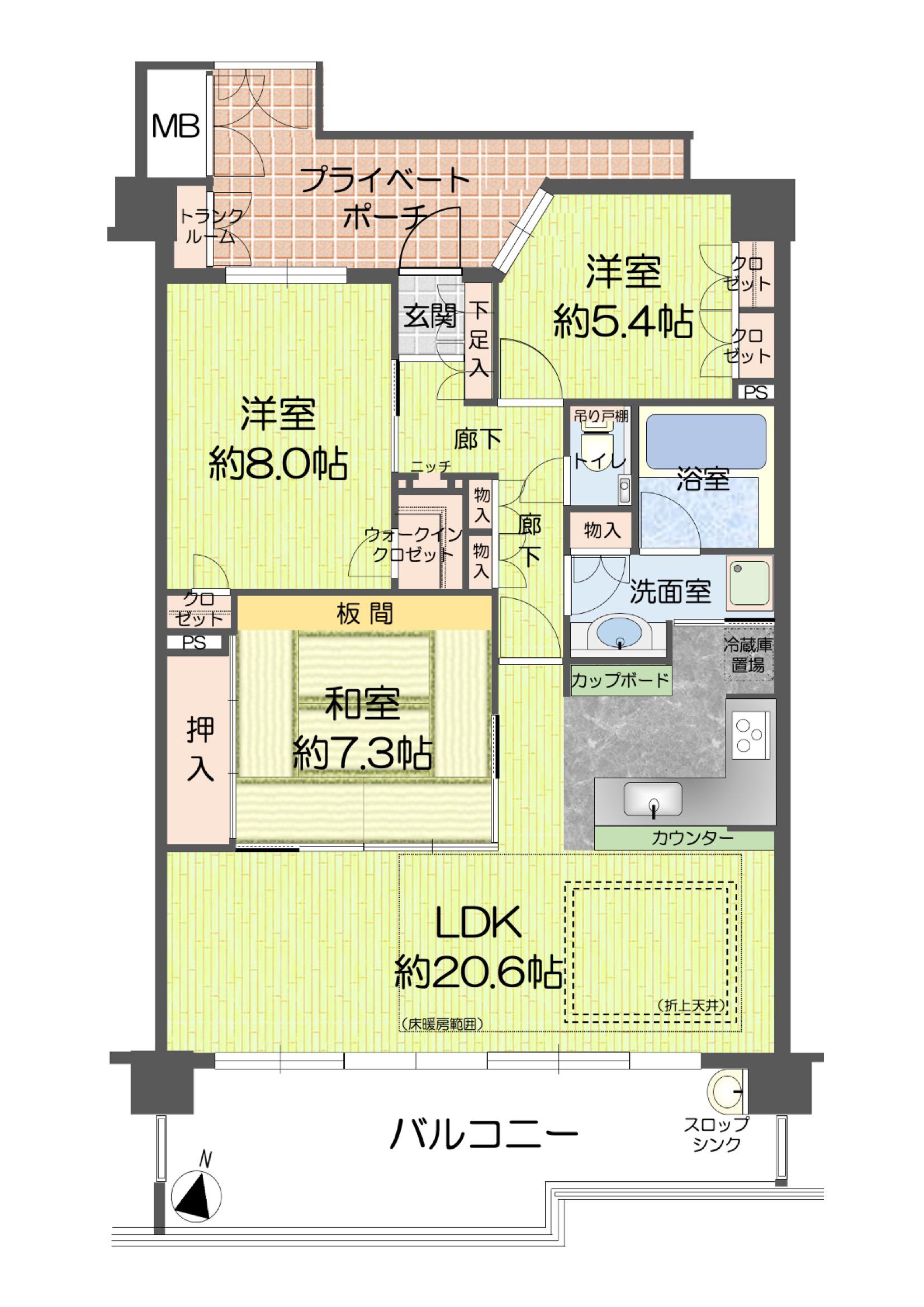 アズ・バール・ソシエ(3LDK/2階)の間取り写真