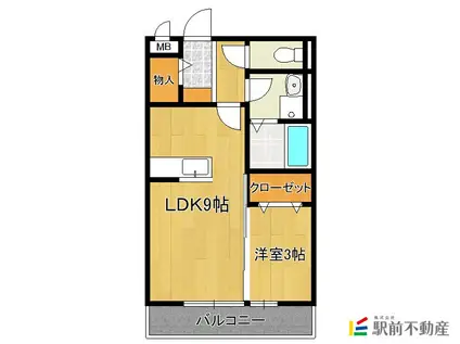 ラ・ポルテ今宿(1LDK/3階)の間取り写真