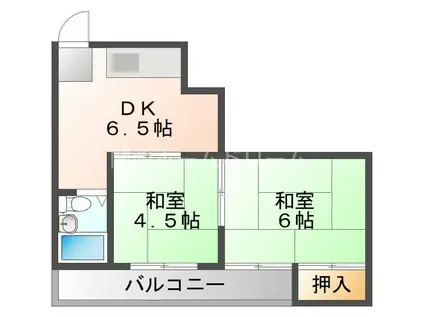 秀和第2ハイツ(2DK/1階)の間取り写真
