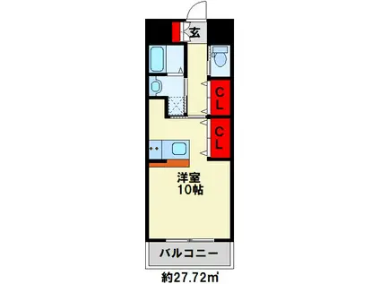 キャトルセゾン中井(ワンルーム/3階)の間取り写真