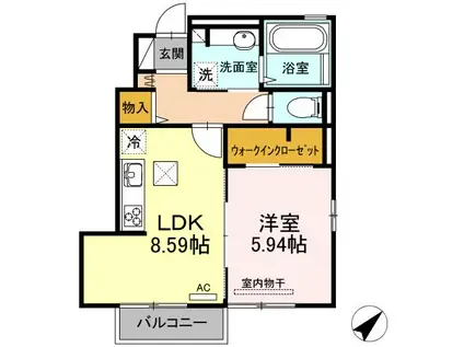 カーサ・フェリスIII(1LDK/1階)の間取り写真