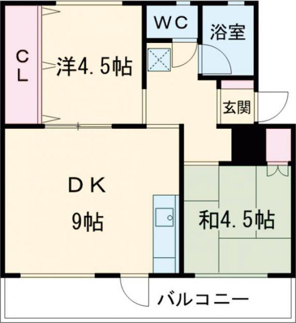 二村ビル(2DK/3階)の間取り写真