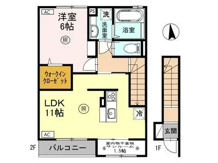 NAGOMI(1LDK/2階)の間取り写真