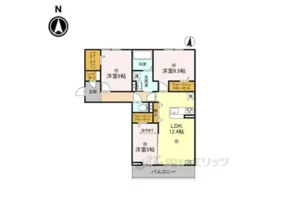 近鉄奈良線 新大宮駅 徒歩18分 3階建 築1年(3LDK/3階)の間取り写真