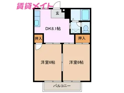 シティハイツフォレスト(2DK/2階)の間取り写真