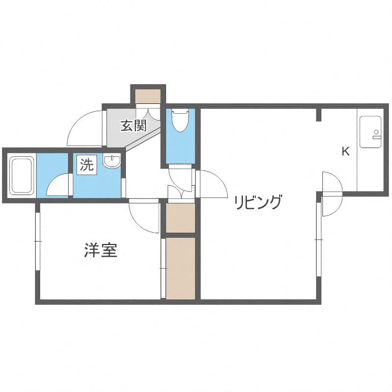 ルーエ山鼻(1LDK/2階)の間取り写真