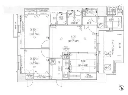 アドバンテージ天神橋(3LDK/5階)の間取り写真