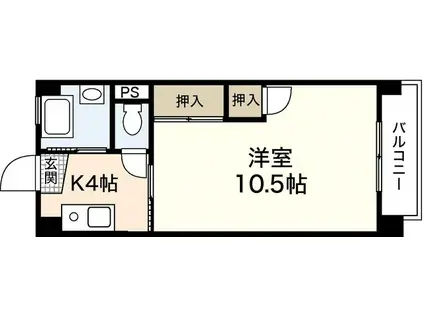 岩田ビル(1K/4階)の間取り写真