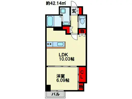 飛幡プライド(1LDK/2階)の間取り写真
