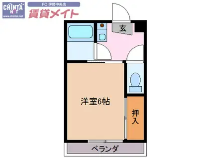 ジョイフル伊勢(1K/3階)の間取り写真