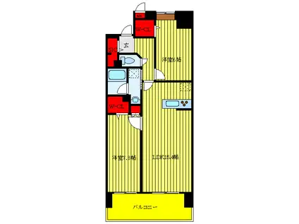 ロイヤルパークス新田(2LDK/11階)の間取り写真