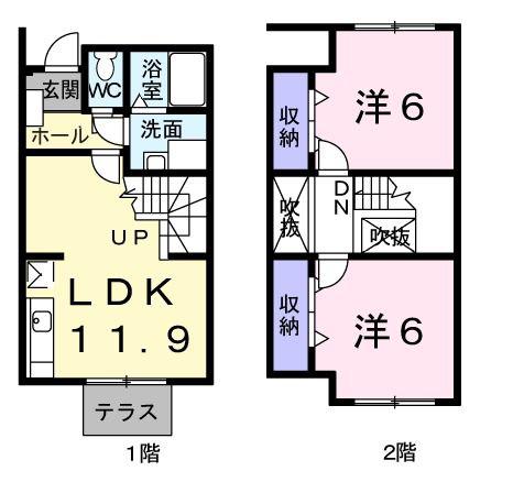 レジデンスCALM-C(2LDK/1階)の間取り写真