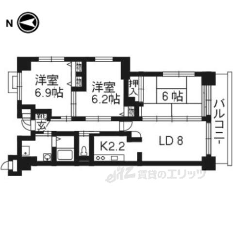 グランウエスト綾小路(3LDK/4階)の間取り写真