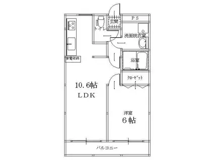 KABEホームズIII(1LDK/4階)の間取り写真