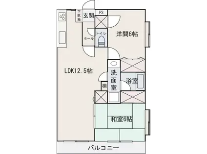 MS TOKIO(2LDK/1階)の間取り写真