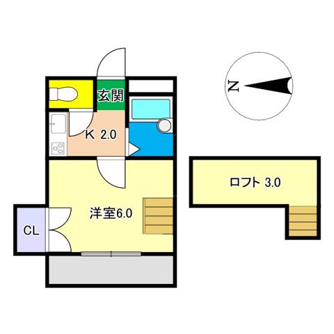 STハウス II(1K/2階)の間取り写真