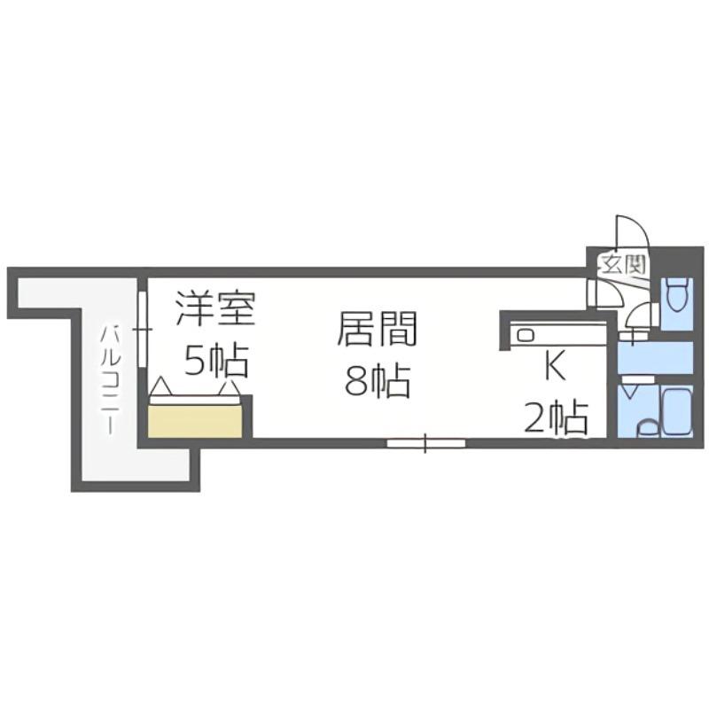 平岸パークヒルハイツ(1DK/2階)の間取り写真