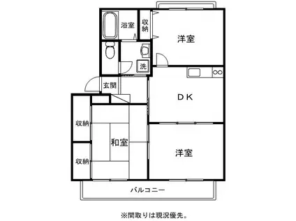 シャトル木花台(3DK/2階)の間取り写真