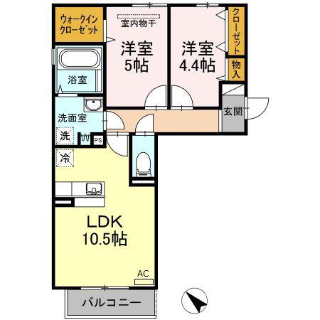 ゴールドウイングB棟(2LDK/3階)の間取り写真