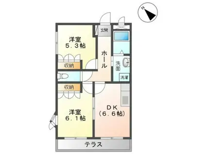 コーポロコモーションL(2DK/1階)の間取り写真