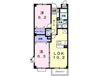 プリーマ(2LDK/3階)の間取り写真