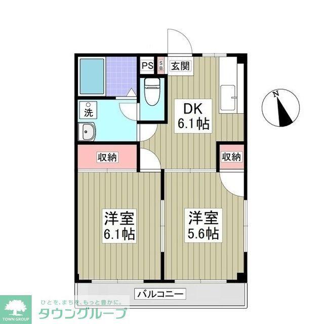 ベルメゾン緑(2DK/3階)の間取り写真
