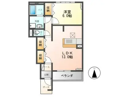 アンプティシャン(1LDK/1階)の間取り写真