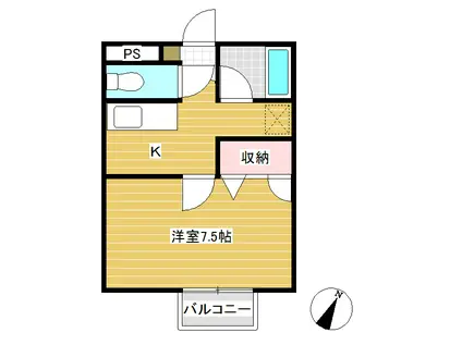 ハイツハープB(1K/2階)の間取り写真