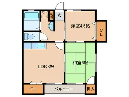 クランベリーハウス(2LDK/2階)の間取り写真