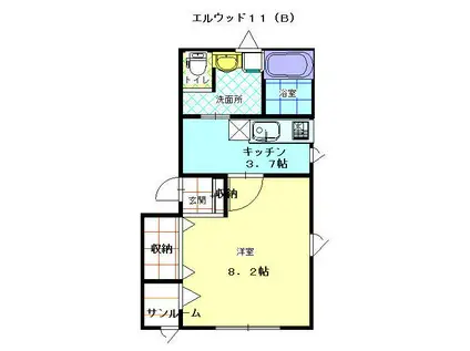 エルウッド11 A棟(1K/2階)の間取り写真