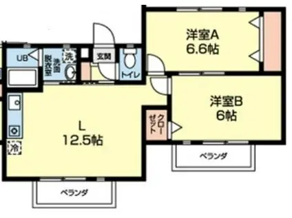 COMPACT菊池(2LDK/2階)の間取り写真