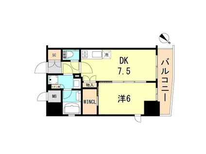 エステムコート神戸元町IIリザーヴ(1DK/13階)の間取り写真