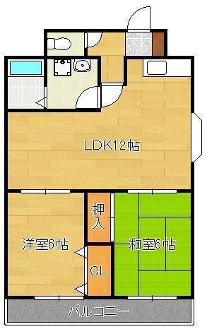 リリーフ浅川I(2LDK/3階)の間取り写真