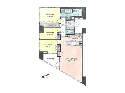 THE CONOE 代官山(3LDK/8階)の間取り写真