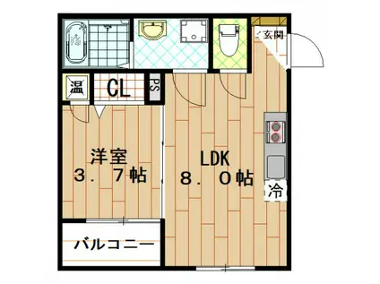 LA TI DEUR(1LDK/1階)の間取り写真