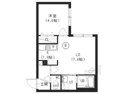 ケイメゾン2環状通東(1LDK/2階)の間取り写真