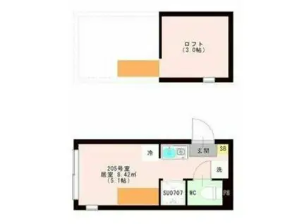 OTAS 代田橋(ワンルーム/2階)の間取り写真