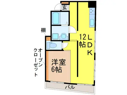 緑コーポラス(1LDK/3階)の間取り写真