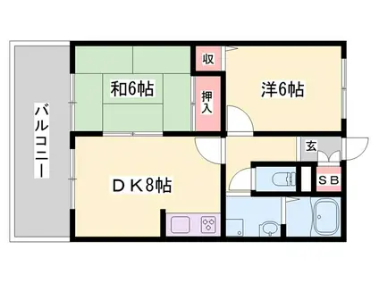 吉川ハイツII(2DK/2階)の間取り写真