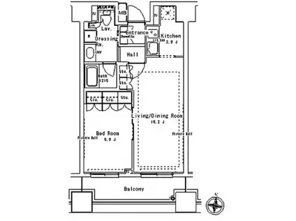 パークアクシス御茶ノ水ステージ(1LDK/8階)の間取り写真