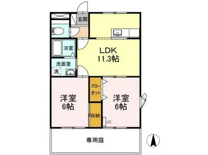 ディスカバリー柿田II(2LDK/1階)の間取り写真