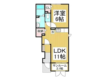 はくたか(1LDK/1階)の間取り写真