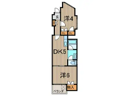 カサデリオ(2DK/3階)の間取り写真