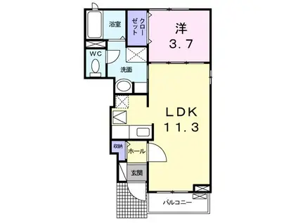 サウスウィング味美(1LDK/1階)の間取り写真