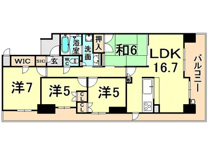 ローレルスクエア尼崎ルネガーデンテラス(4LDK/18階)の間取り写真