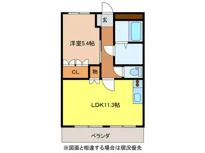 ベルメゾン久原(1LDK/2階)の間取り写真